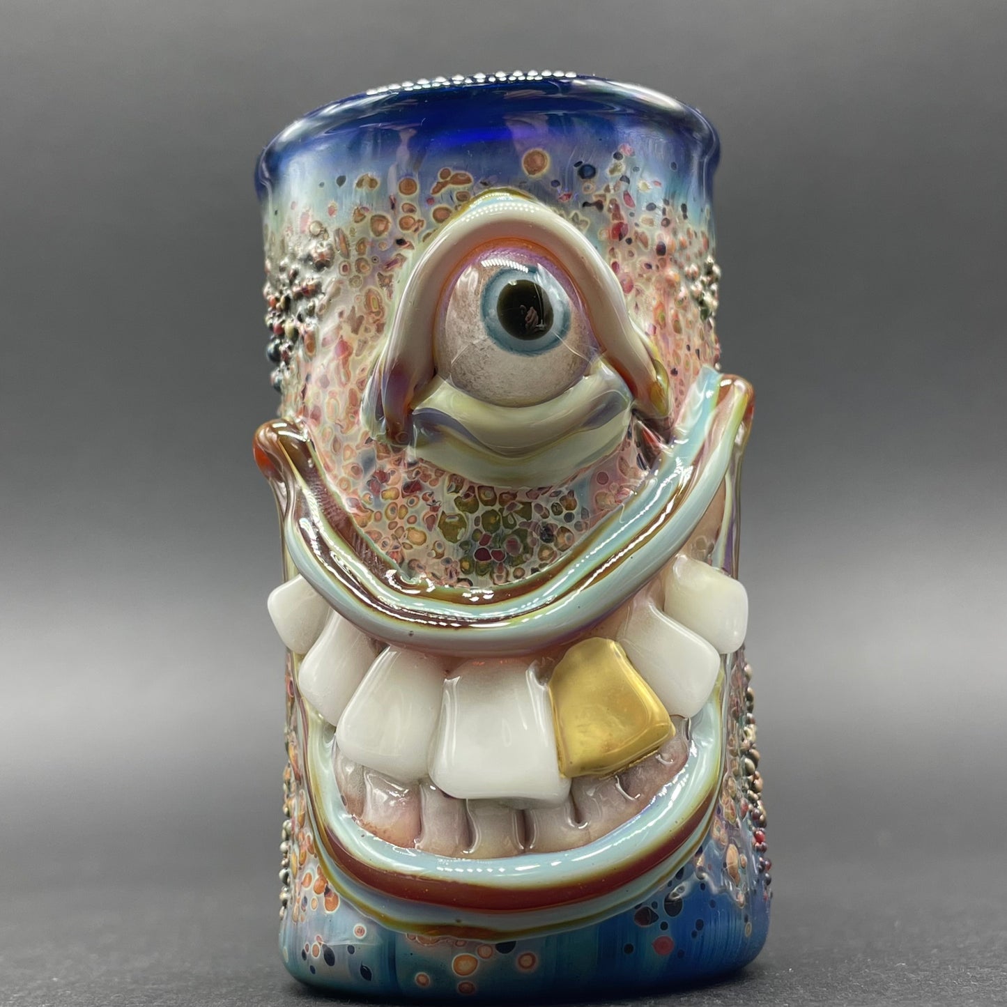 Close-up of Tentacle espresso cup - handcrafted glass