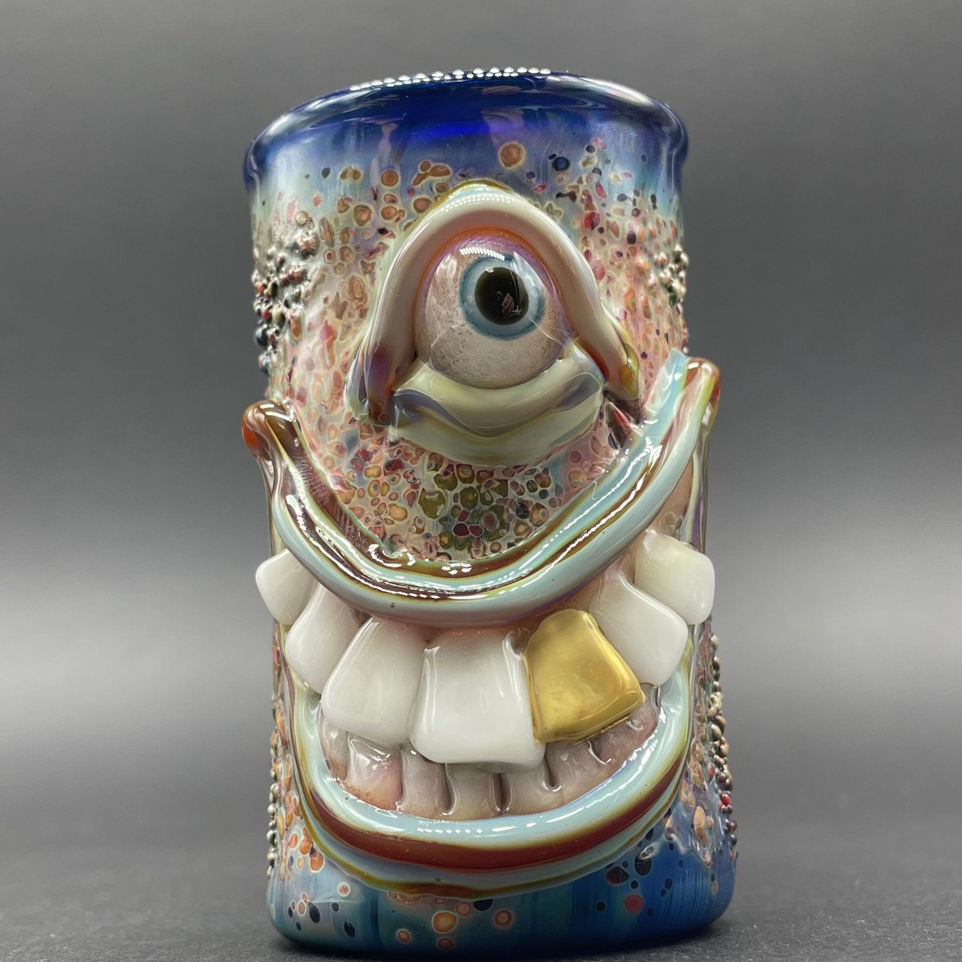 Close-up of Tentacle espresso cup - handcrafted glass