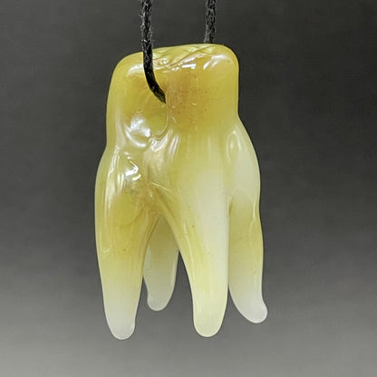 Hand-blown 3 glass tooth beads - Leviathan Glass original