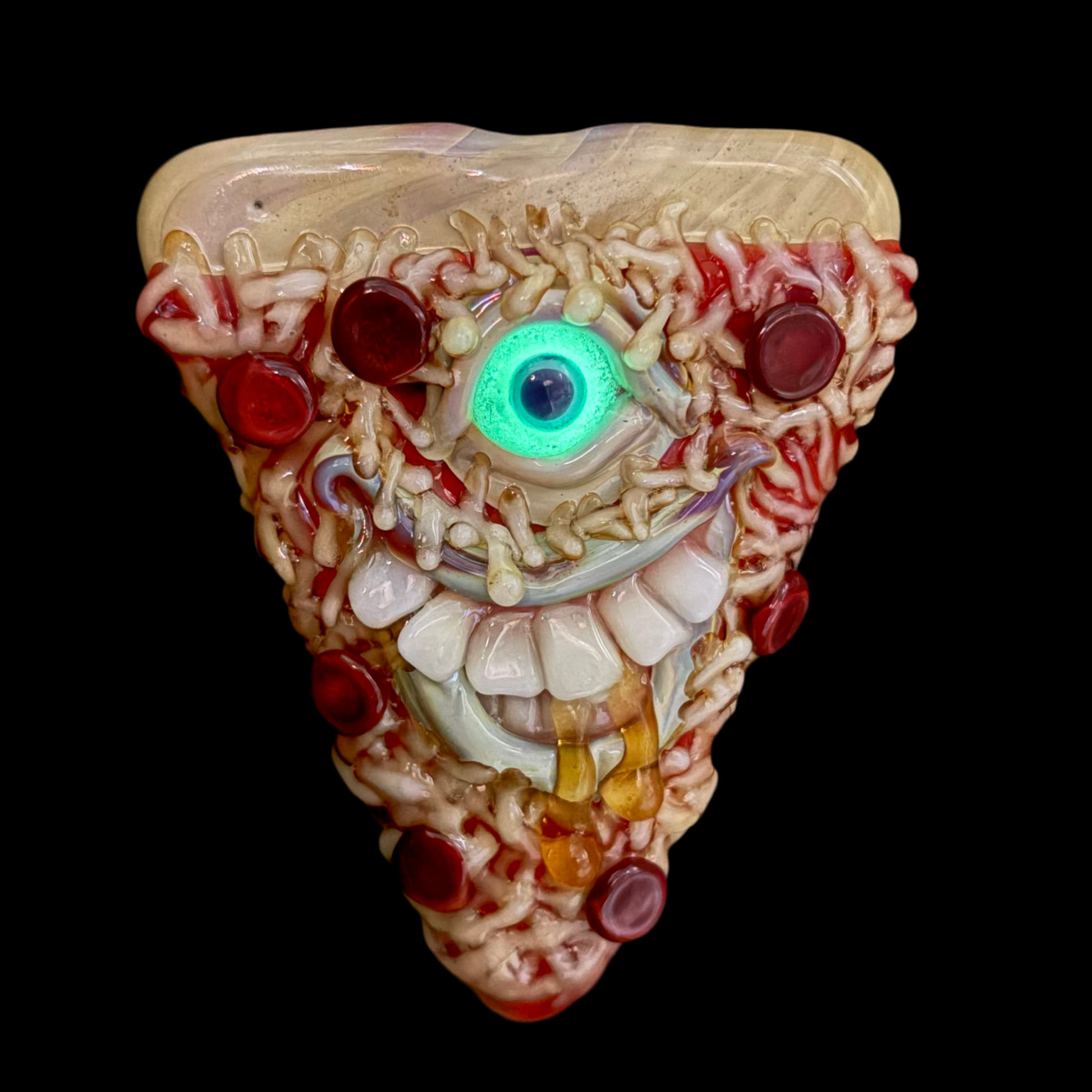 Hand-blown glass Pizza ash catcher 14mm 45° by Leviathan Glass