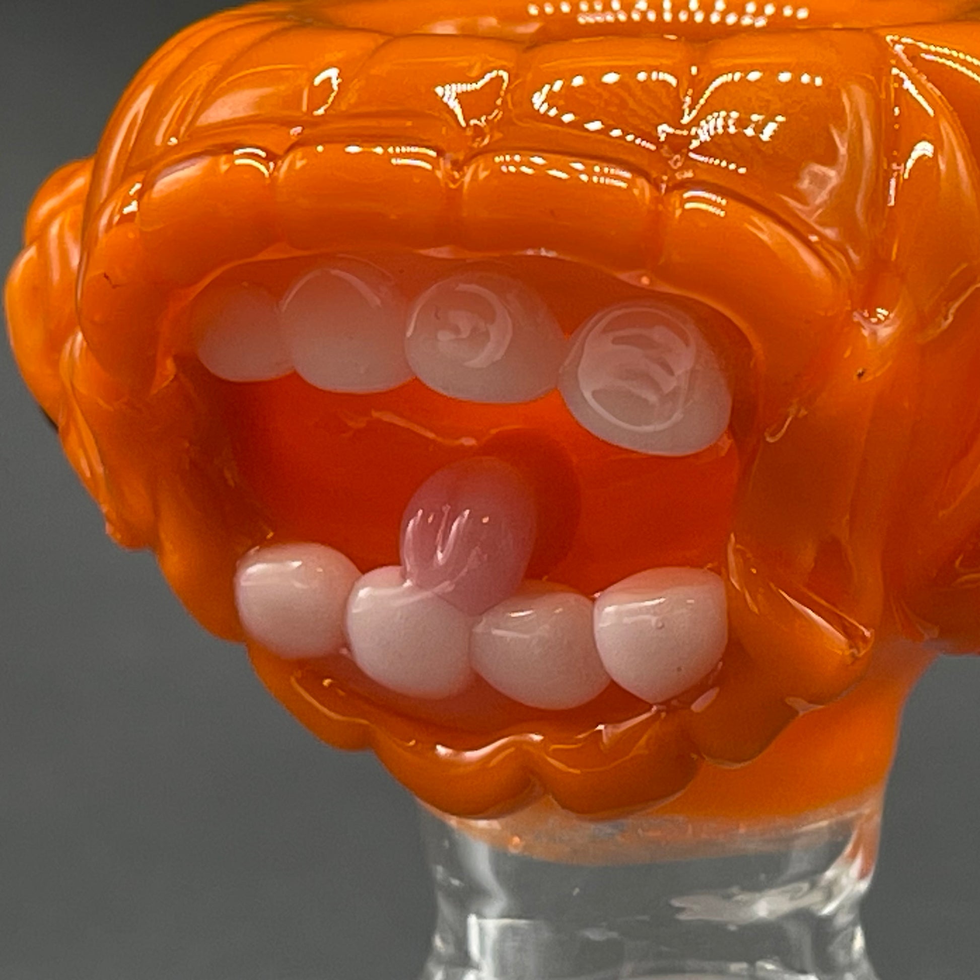 Artisan glass 18mm Witchy pumpkin slide - detailed craftsmanship