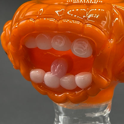 Artisan glass 18mm Witchy pumpkin slide - detailed craftsmanship
