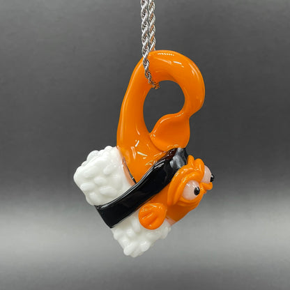 Mutant three eyed fish sushi glass pendant