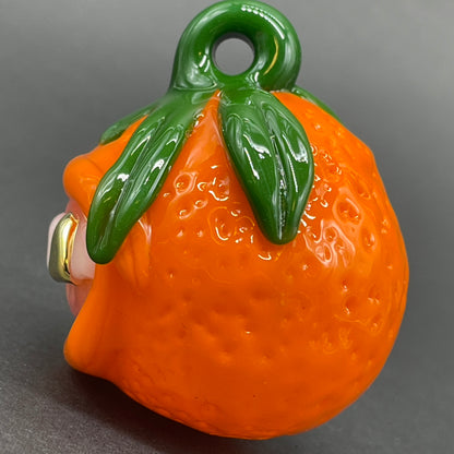 Artisan glass Toothy orange pendant - detailed craftsmanship