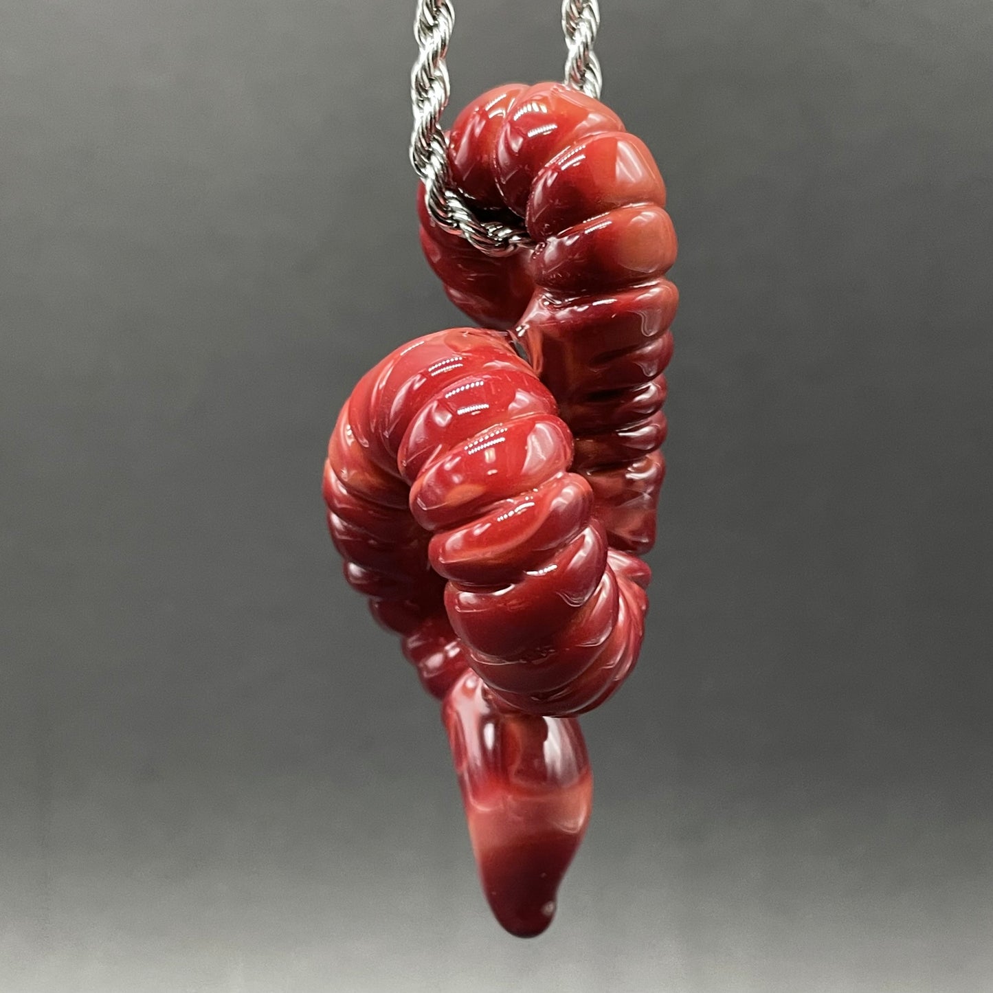 glass earthworm pendant glass art - premium handcrafted piece