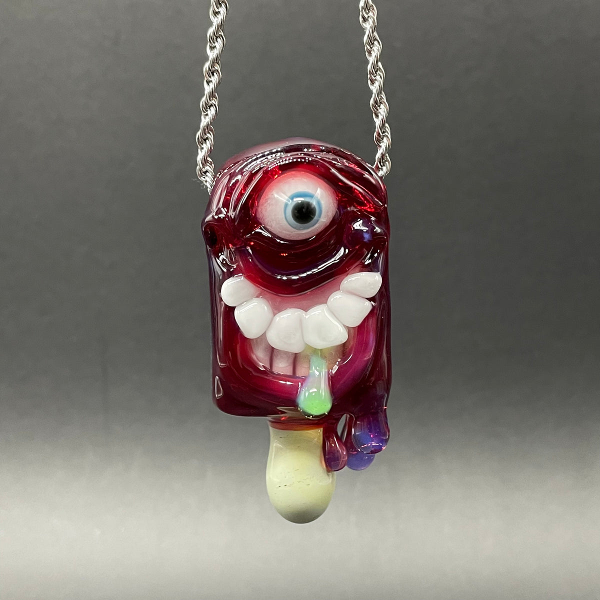 Hand-blown Drippy popsicle pendant - Leviathan Glass original