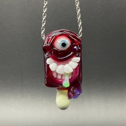 Hand-blown Drippy popsicle pendant - Leviathan Glass original