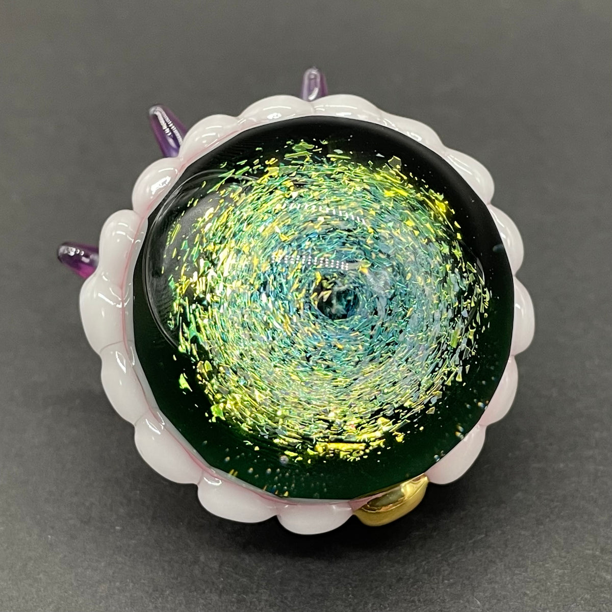 Hungry Dichroic marble by Leviathan Glass - artisan detail