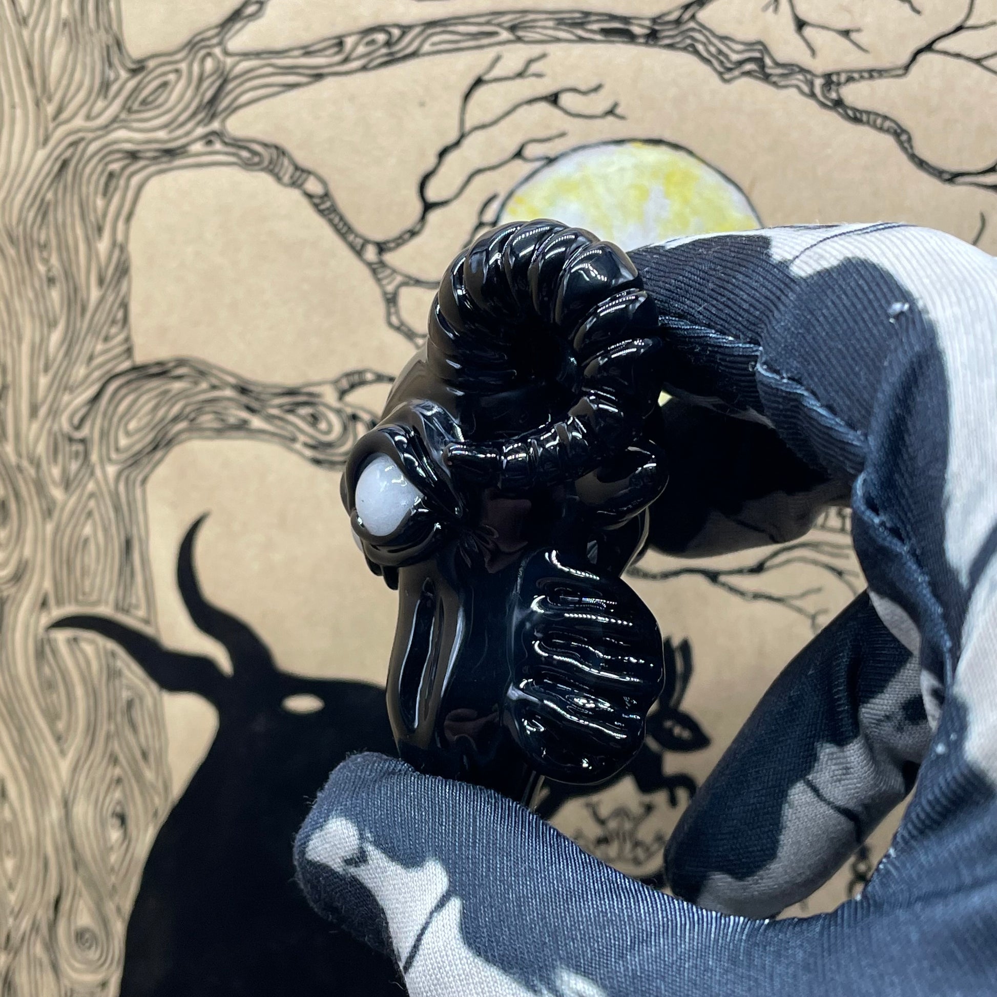 Hand-blown Black Philip pendant - Leviathan Glass original
