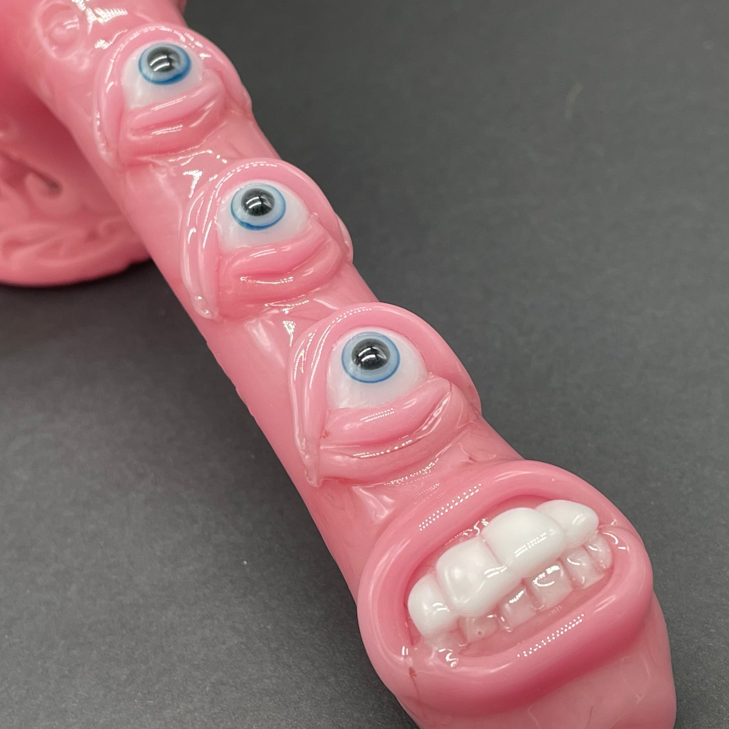Premium Pink evil eye bubbler - collectible glass art