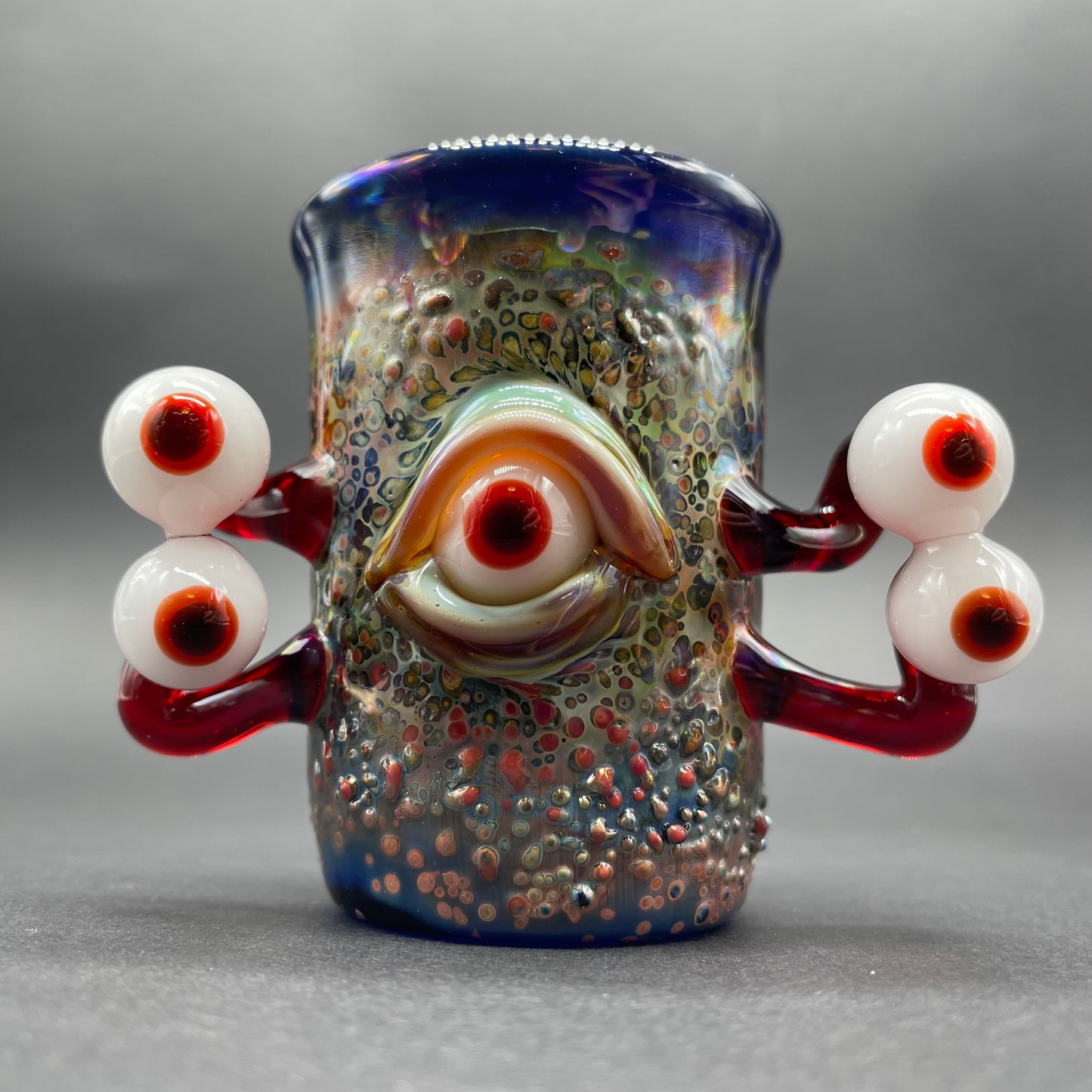 Eyestalker shot glass detail view - premium glass art