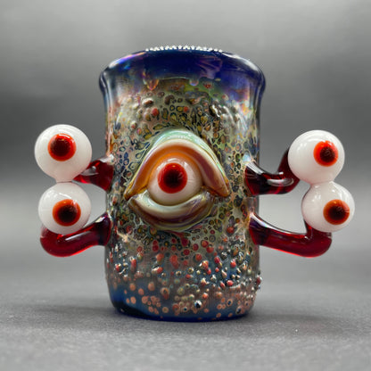 Eyestalker shot glass detail view - premium glass art