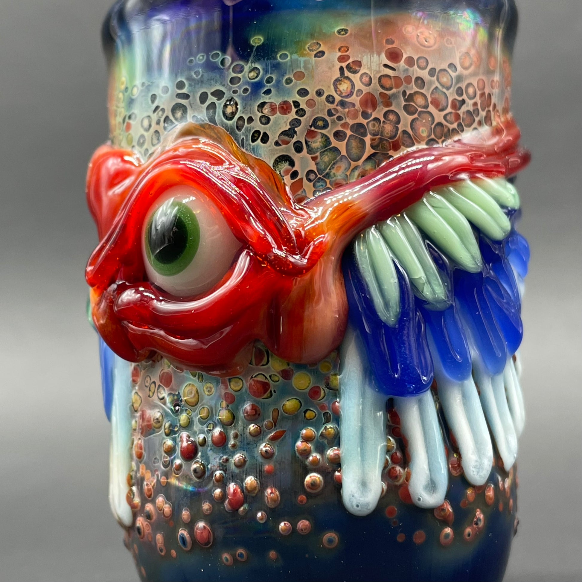 Leviathan Glass Winged phoenix cork jar - hand-blown art