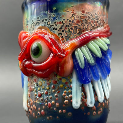 Leviathan Glass Winged phoenix cork jar - hand-blown art