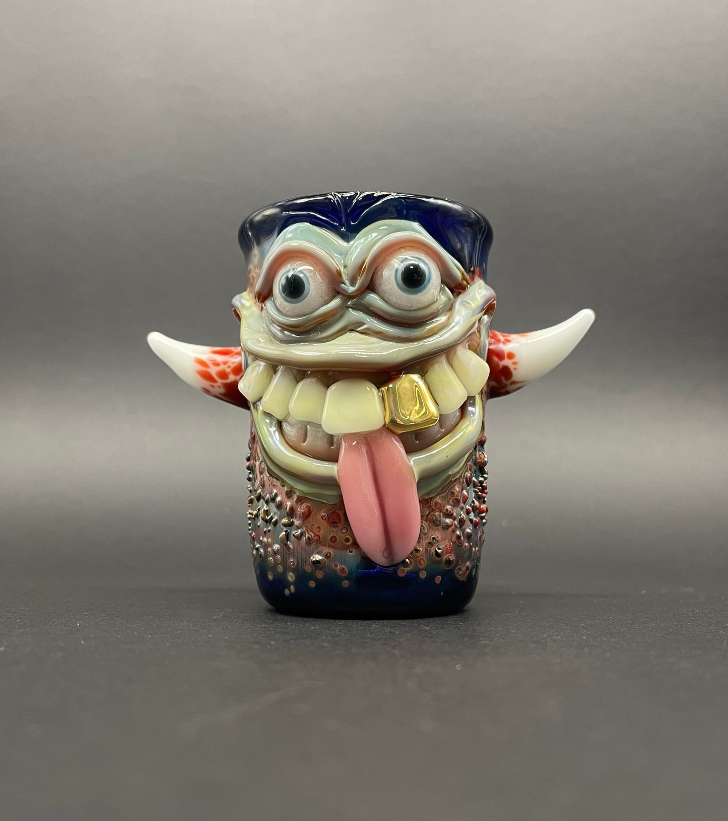 Hand-blown glass Irate pirate shot glass by Leviathan Glass