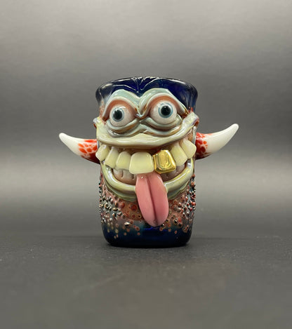 Hand-blown glass Irate pirate shot glass by Leviathan Glass