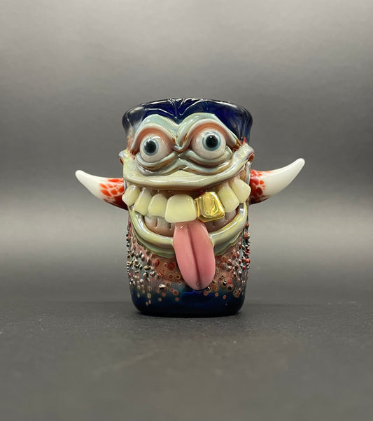 Hand-blown glass Irate pirate shot glass by Leviathan Glass