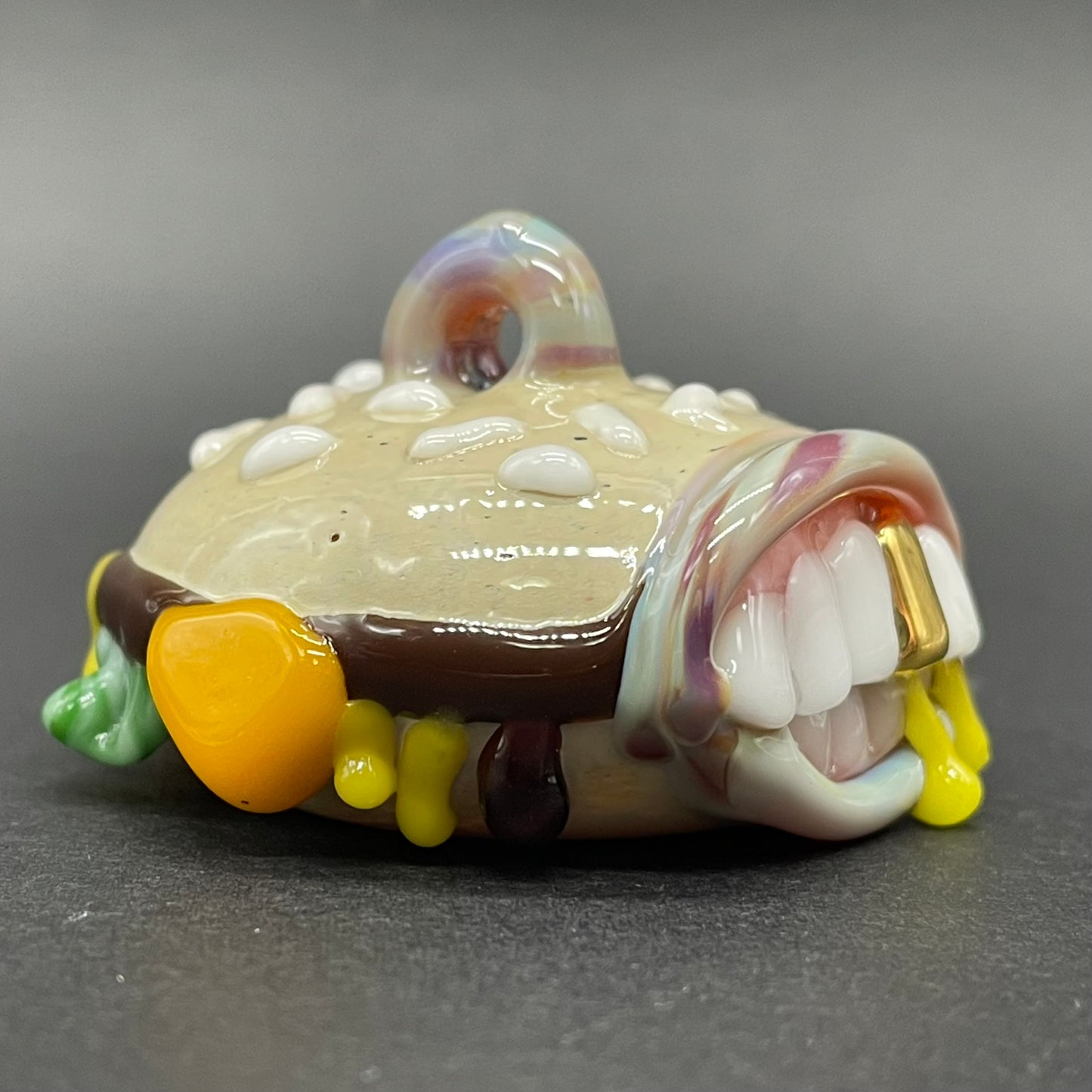 Glass Cheeseburger pendant glass art - premium handcrafted piece