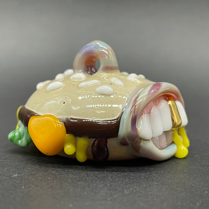 Glass Cheeseburger pendant glass art - premium handcrafted piece