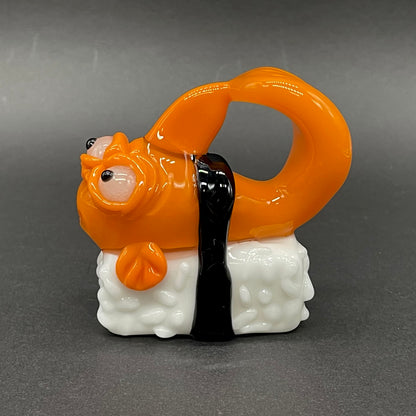 Mutant three eyed fish sushi glass pendant