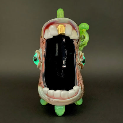 Hand-blown Screaming incense burner - Leviathan Glass original