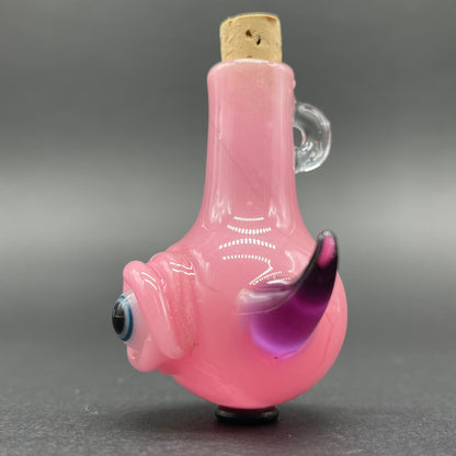 Pink cyclops potion bottle craftsmanship - artisan glass work