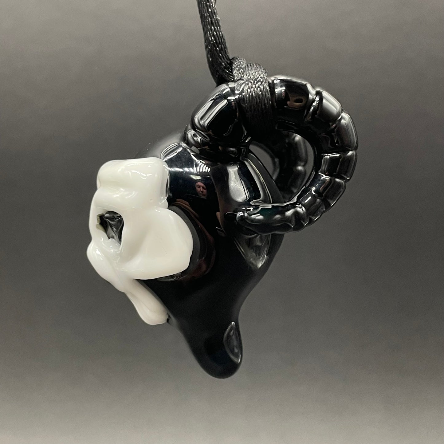 Evil elf with rams horns by Leviathan Glass - artisan detail