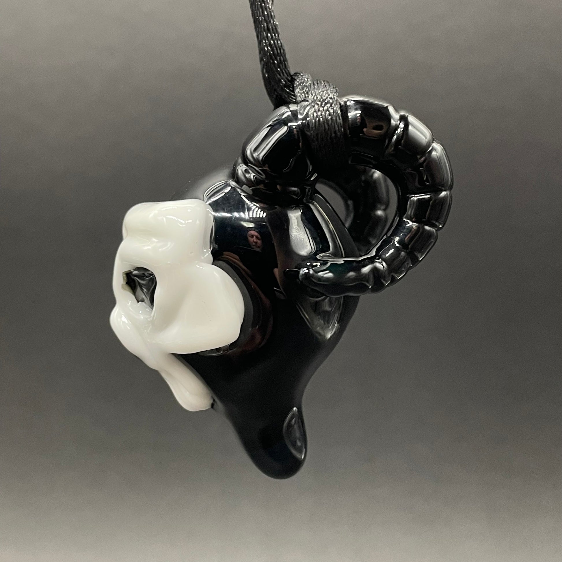 Evil elf with rams horns by Leviathan Glass - artisan detail