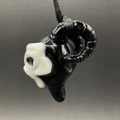 Evil elf with rams horns by Leviathan Glass - artisan detail