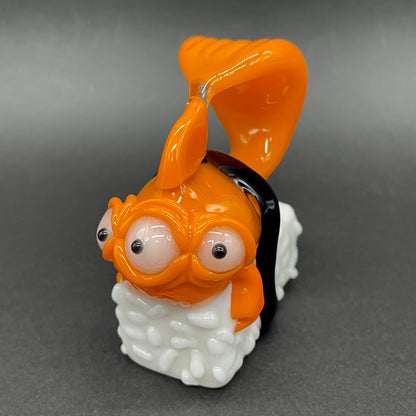 Mutant three eyed fish sushi glass pendant