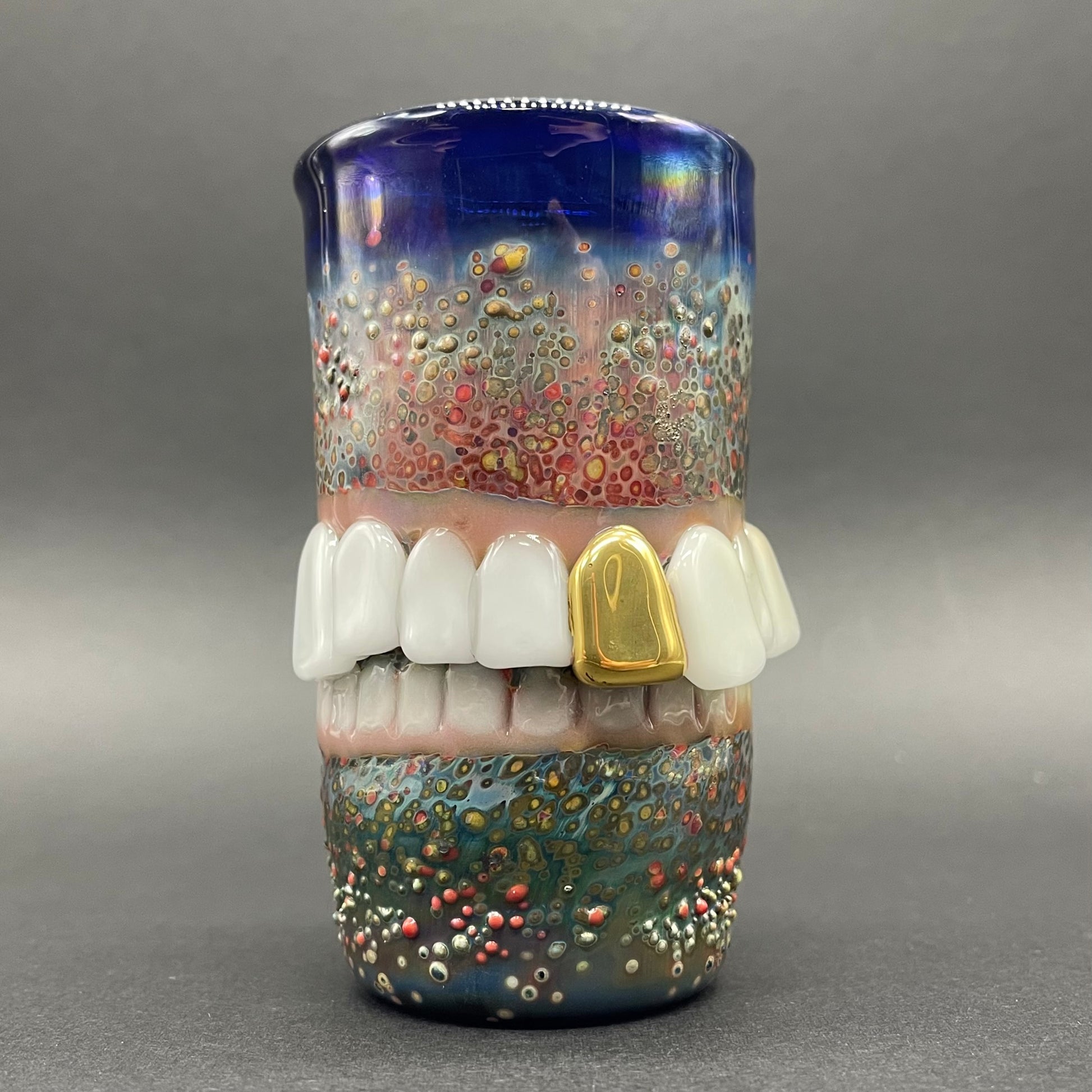 Too many teeth shot glass glass art - premium handcrafted piece