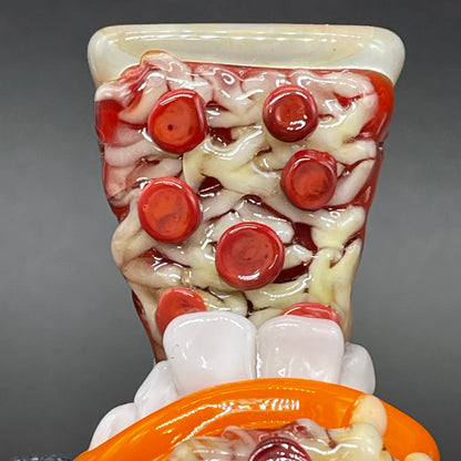 Artisan glass 14mm 4 hole orange pizza fiend slide - detailed craftsmanship