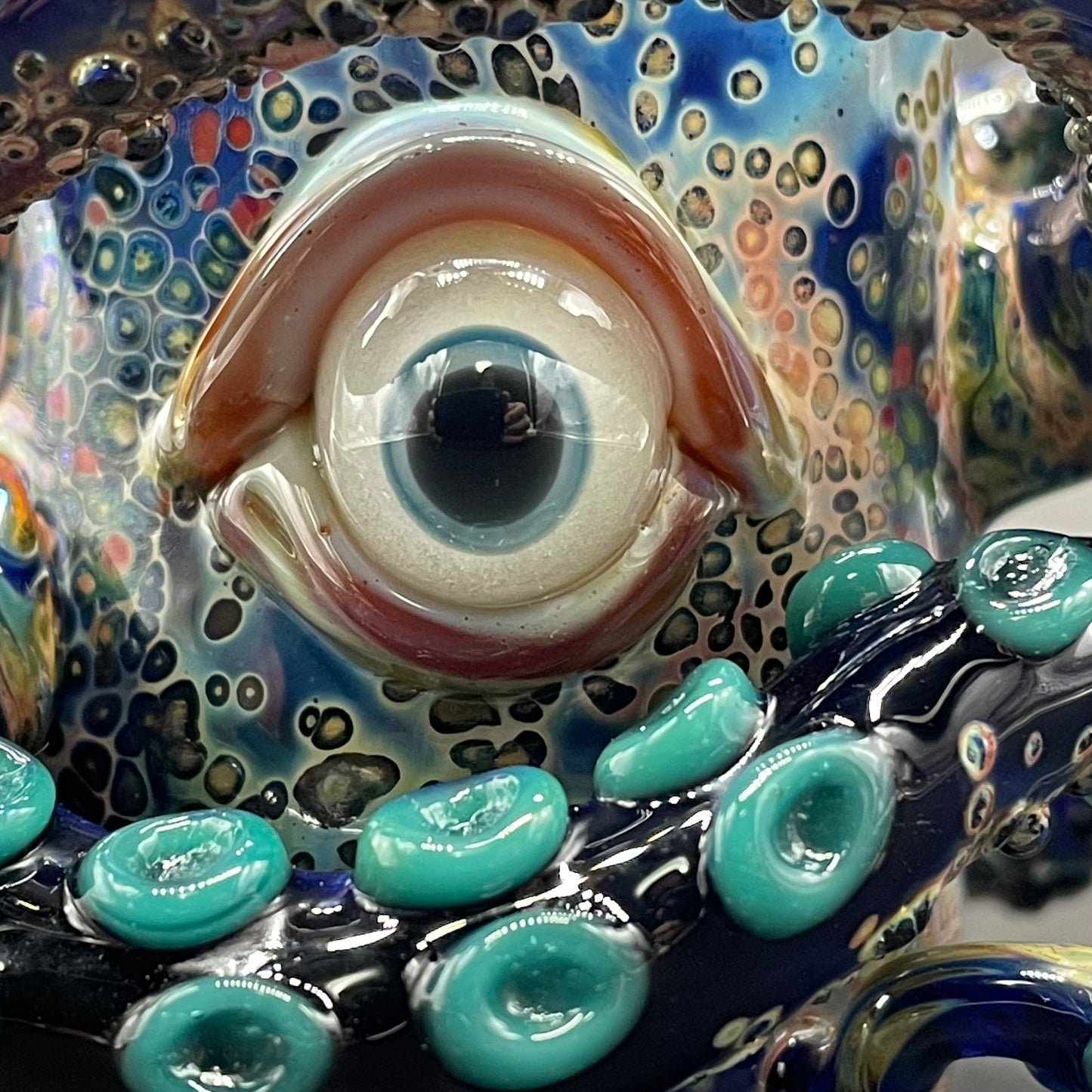 Artisan glass Leviathan wrapped tentacle shot glass - detailed craftsmanship