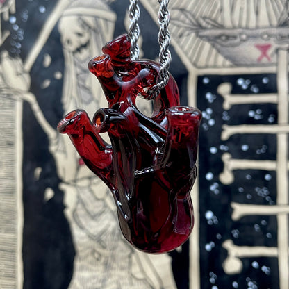 Close-up of Heart pendant - handcrafted glass
