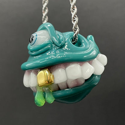 Grinning like a fool glass pendant