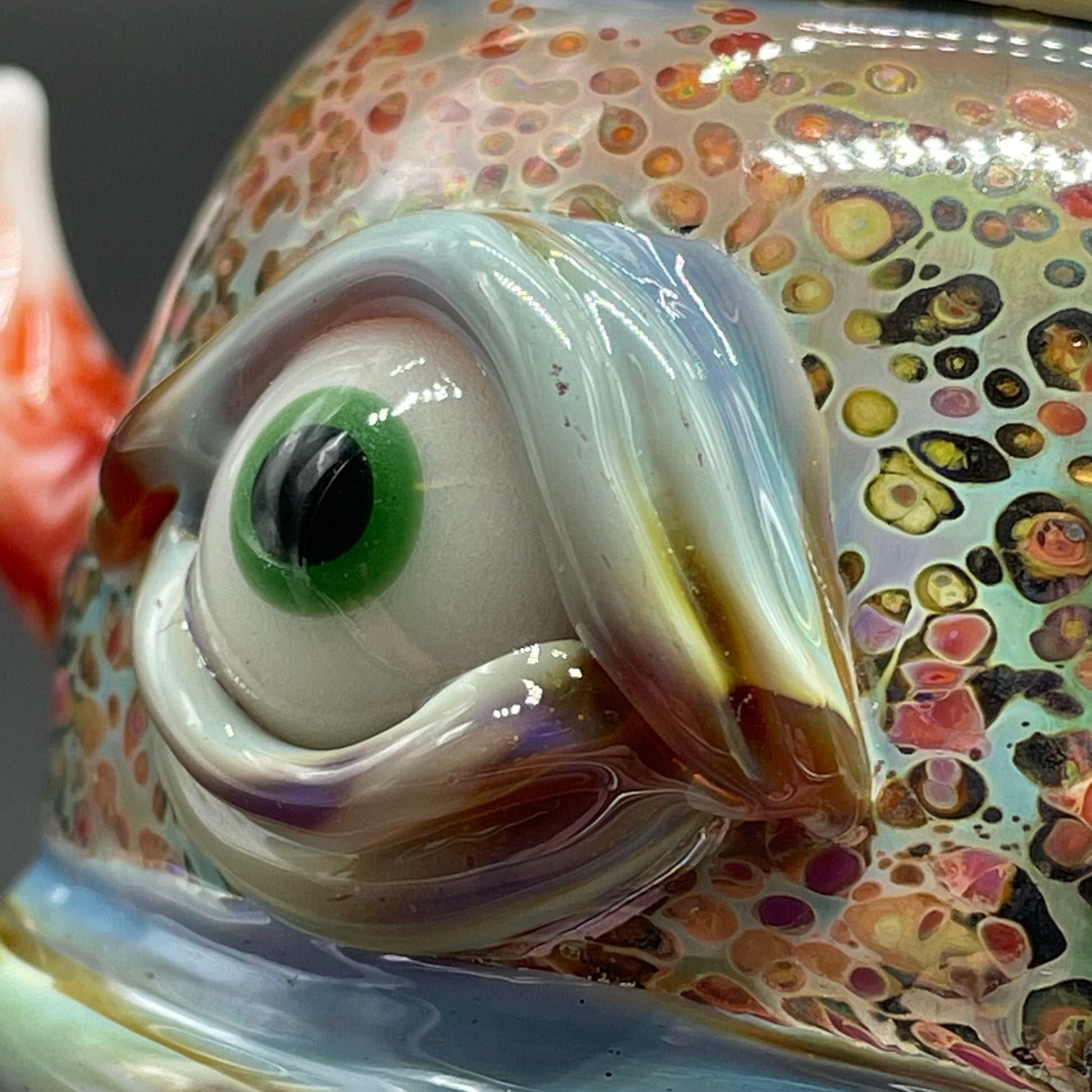 Artisan glass Santa hat cyclops ornament - detailed craftsmanship
