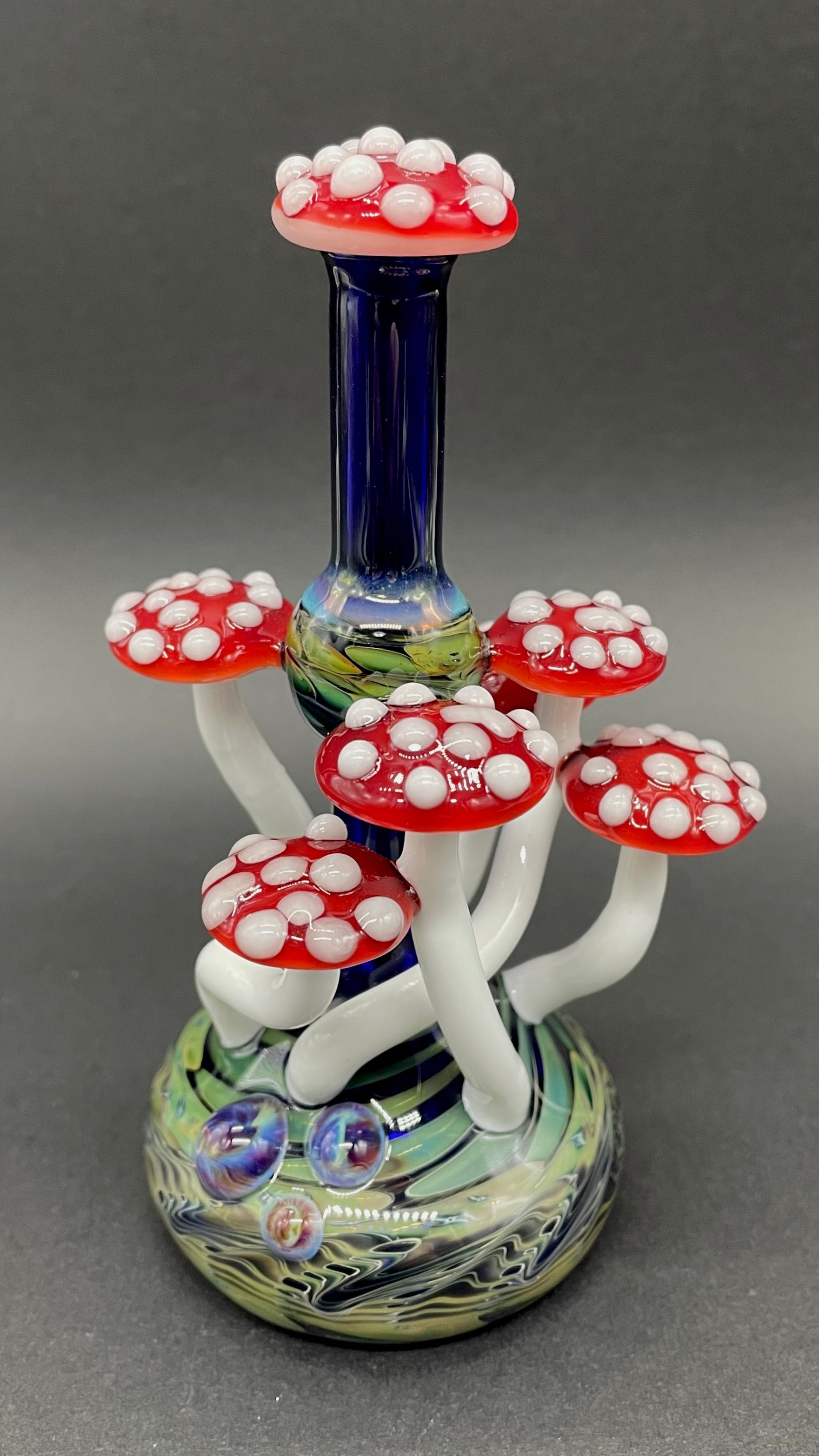 Hand-blown Red cap Mushroom perfume bottle - Leviathan Glass original