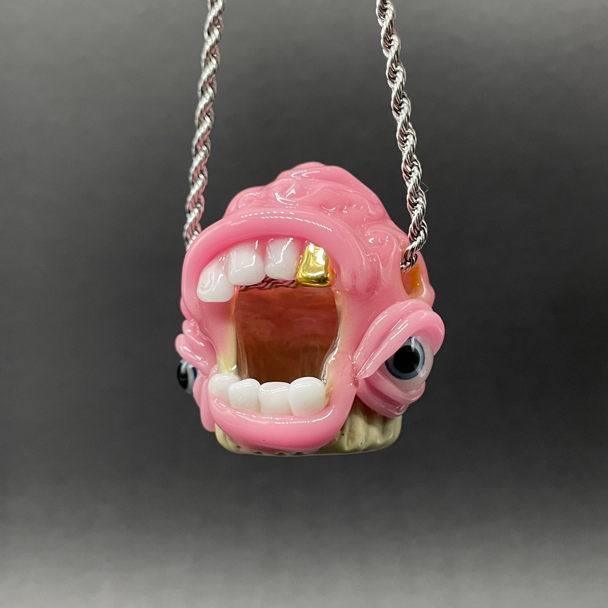 Hand-blown glass Cupcake pendant by Leviathan Glass