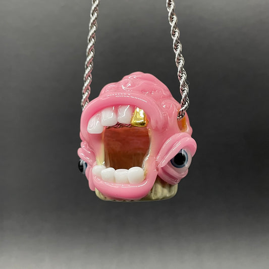 Hand-blown glass Cupcake pendant by Leviathan Glass