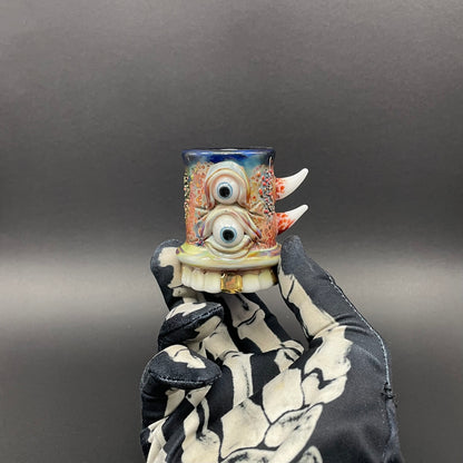 chompers shot glass with a mouth full of teeth by Leviathan Glass - artisan detail