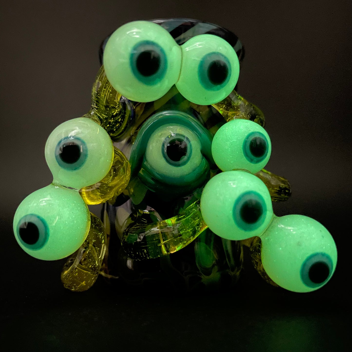 Eye stalk shot glass detail view - premium glass art