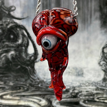 Close-up of Brain pendant - handcrafted glass