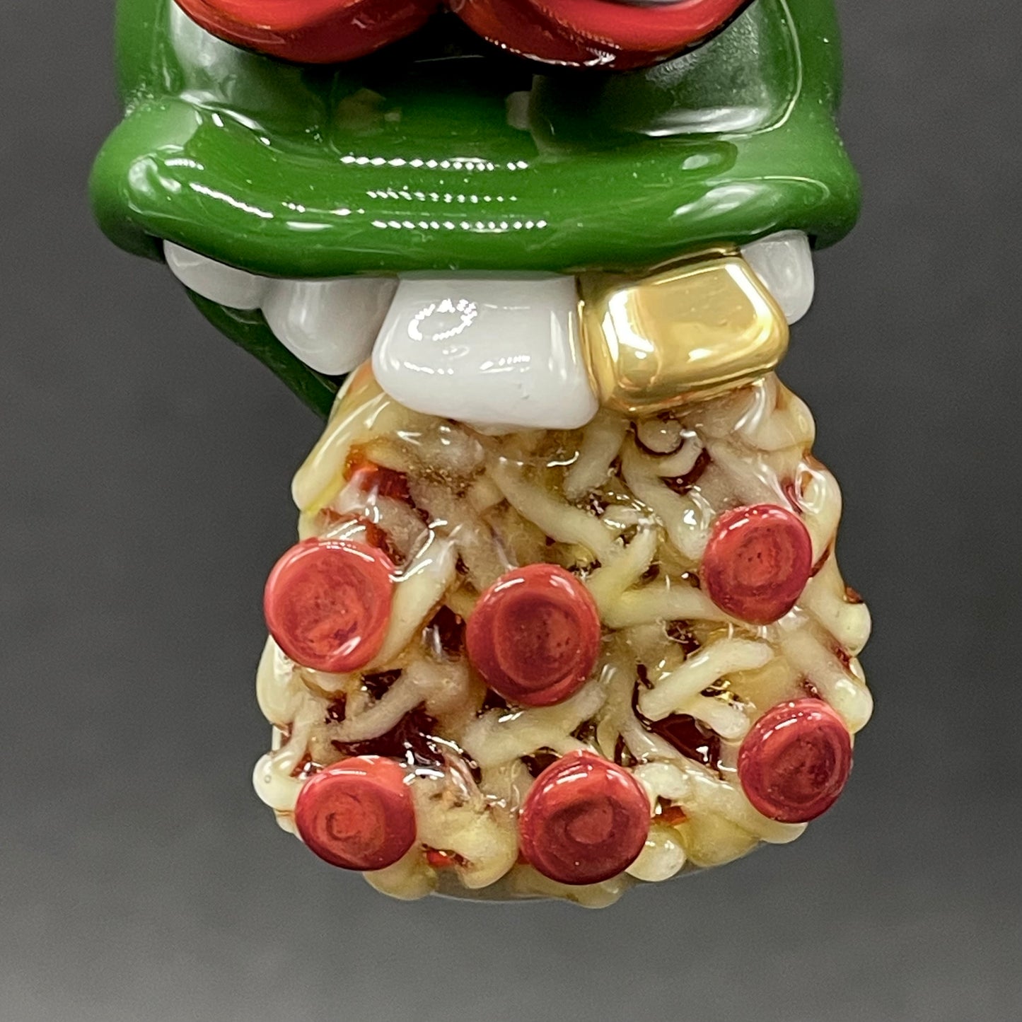 Leviathan Glass Glass Ninja Turtle Pendant – Handmade Raphael Pizza Necklace, TMNT Fan Jewelry - hand-blown art