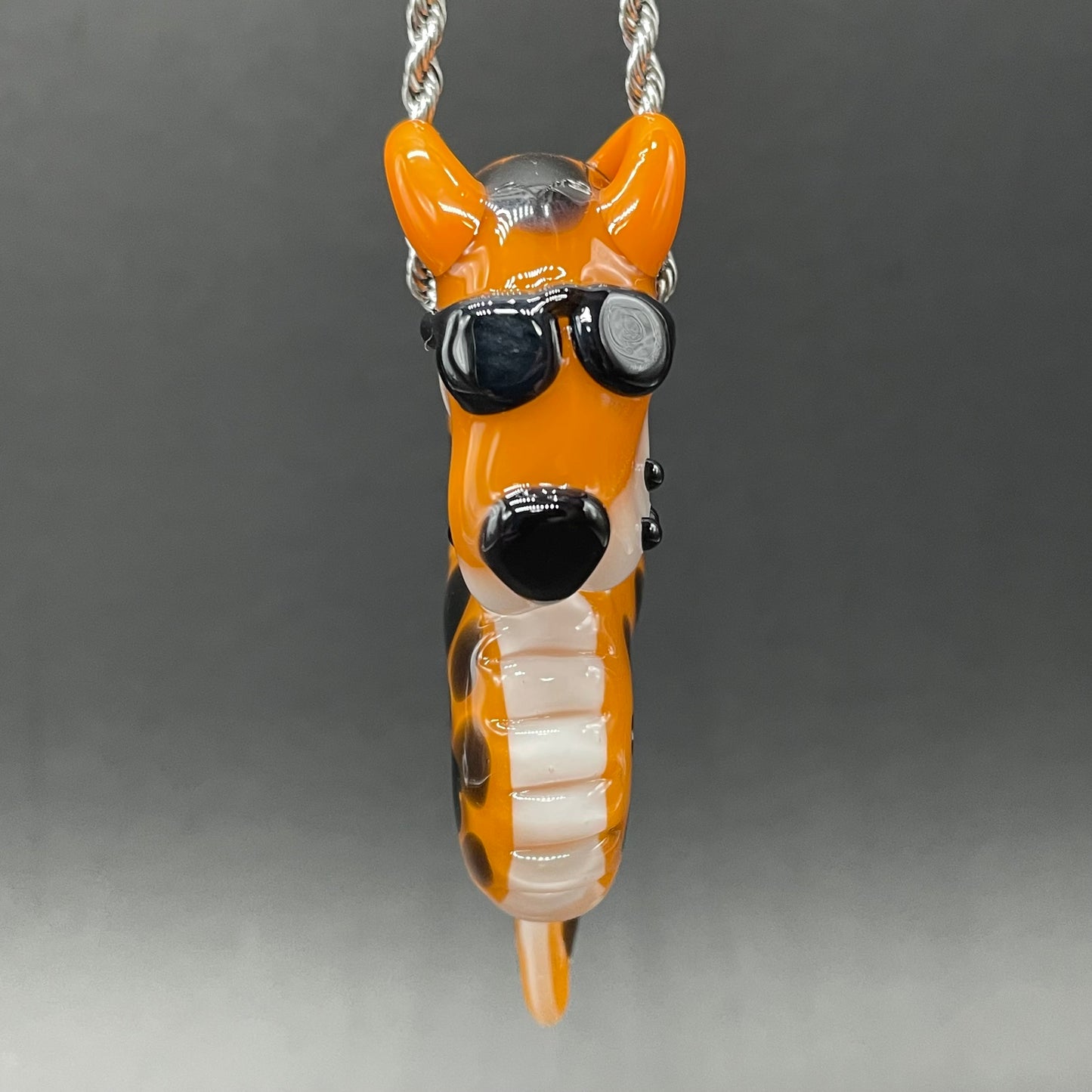 Slithering Chester Cheetah glass pendant