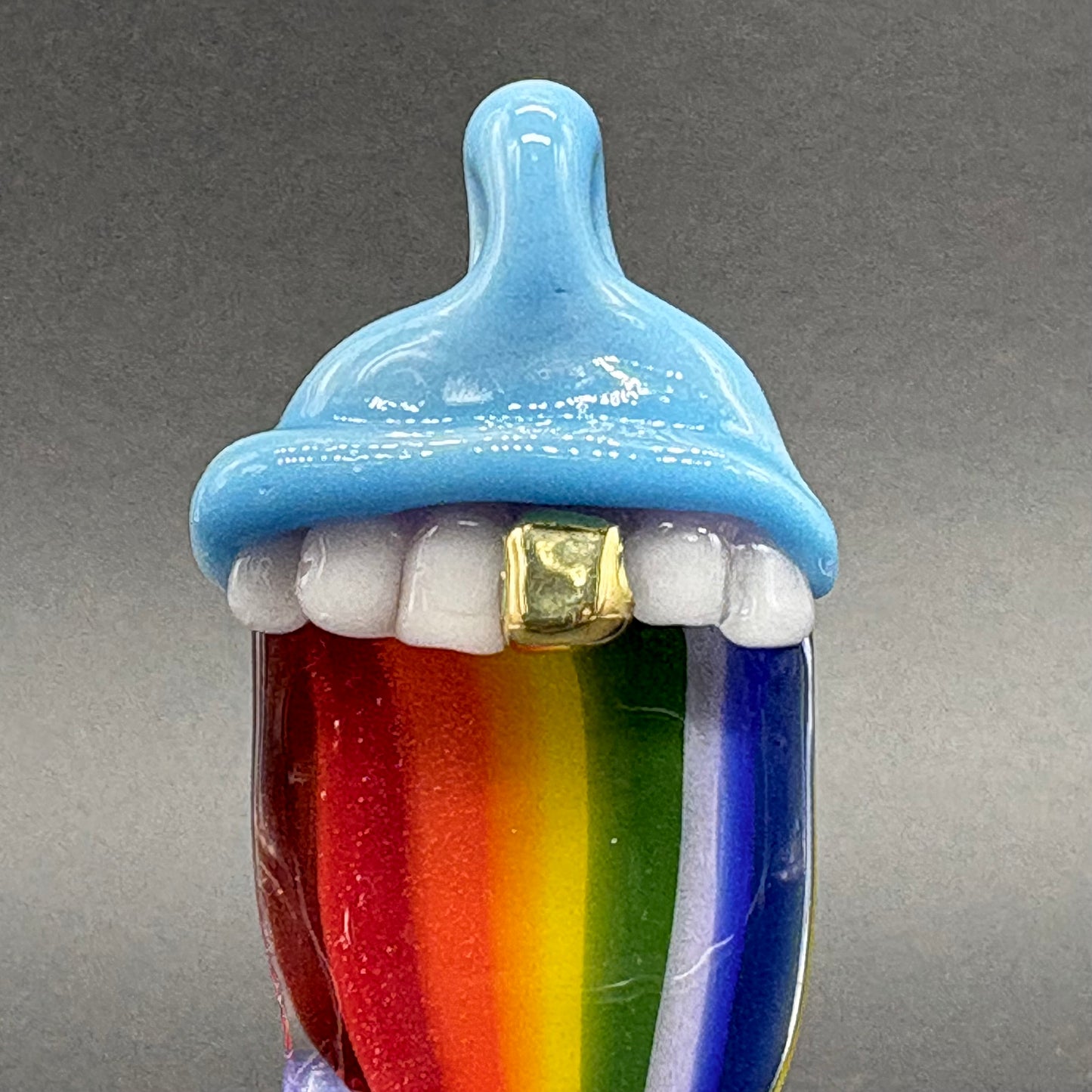 Leviathan Glass Drippy tongue rainbow tongue pendant - hand-blown art