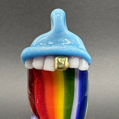 Leviathan Glass Drippy tongue rainbow tongue pendant - hand-blown art