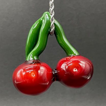 Hand-blown Cherry pendant - Leviathan Glass original
