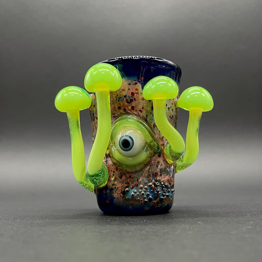 Green slime mushroom shot glass hand blown glass art - Leviathan Glass