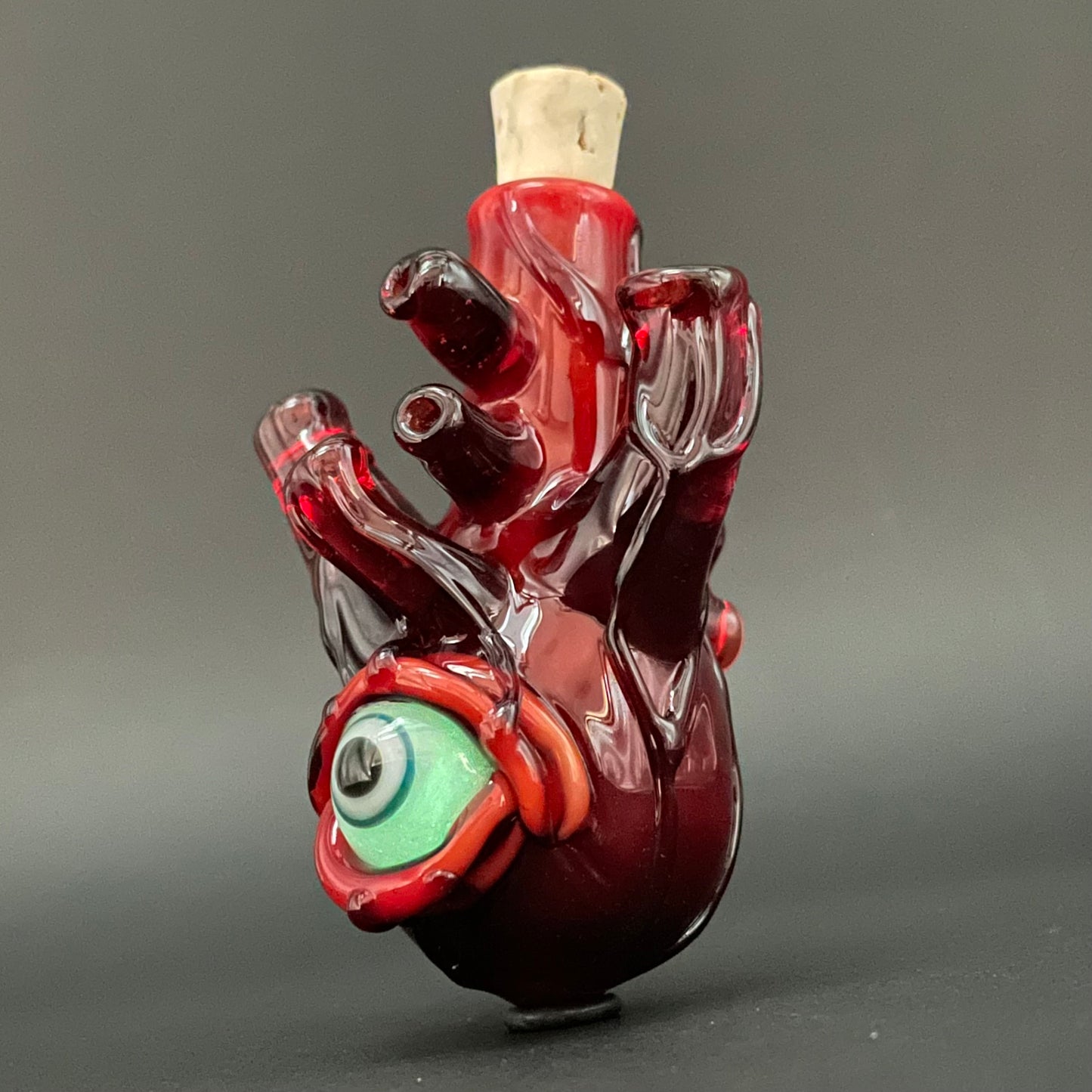 Hand-blown Anatomical glass heart cork jar pendant - Leviathan Glass original