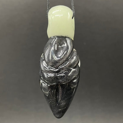 Black light reactive fertility pendant glass art - premium handcrafted piece